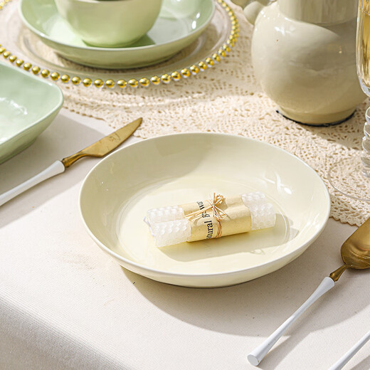 Persson Cream Style Ceramic Plate Dish Plate Household Bowls and Tableware Underglaze Color High-end Dinner Plate Cream 8 Plate 2 Pack