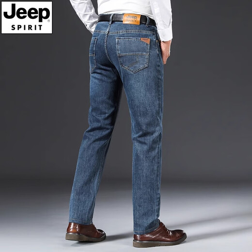 
JEEP SPIRIT Jeep Middle-aged Jeep Men's Straight Large Size 2024 New Autumn and Winter Fleece Pants 679 Blue Thick 30 [Wait circumference 2 feet 3]