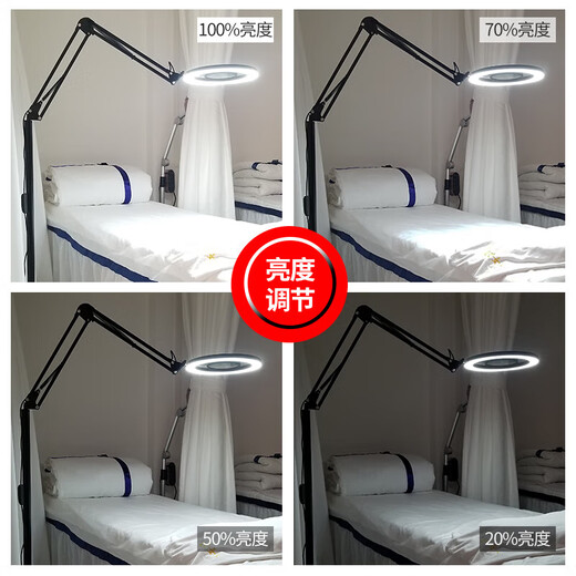 FENGLANQ Tattoo-Lampe, Schönheitslampe, Maniküre, Wimpern-Tattoo, Augenbrauen-Stehlampe, 110 V, LED-Gesicht, Wimpern-Tattoo, Arbeitslampe, Schwarz, 12 Watt, zweifarbig, ohne Lupe