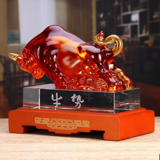 慧选礼（HUI XUAN LI）古琉璃牛势如虹办公摆件客厅玄关家居装饰品乔迁搬家开业礼品定制