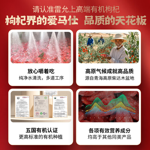 雷允上青海特级高端有机枸杞105g 无硫熏独立装即食嚼着吃免洗养生茶