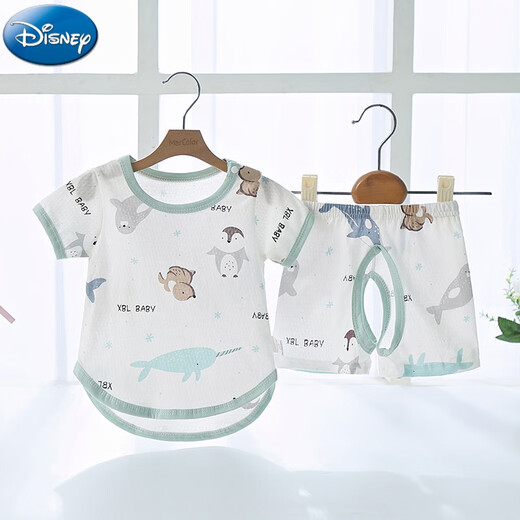 
Disney baby summer thin suit baby short-sleeved pure cotton open-stage split clothes for girls children's pajamas shorts My dad is more handsome + letter bear boneless 80 cm (80 cm)