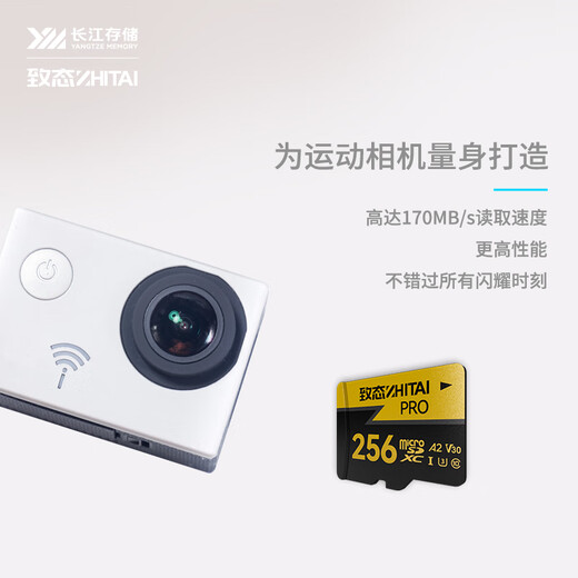 致态（ZhiTai）长江存储 256GB TF（MicroSD）内存卡 U3 V30 A2 PRO专业高速存储卡 读速170MB/s 无人机运动相机