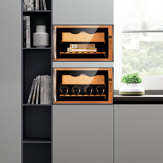 CIGARLOONG 25C cigar cabinet temperature controlled moisturizing Spanish cedar wood naked small mini humidifier household energy-saving silent electronic cabinet dual-core dual-core refrigeration constant temperature red wine cabinet golden cigar red wine 25L cigar cabinet