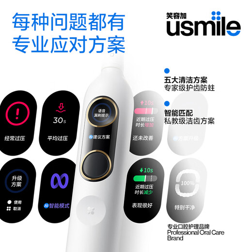 usmile笑容加Y20 PRO电动牙刷 声波震动 带屏幕 骨传导语音提醒 口腔 成人送男女友礼物 国家补贴 Y20PRO白色