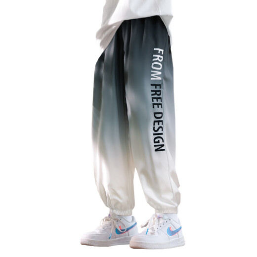 McTicco Boys Seda Seda de seda de secado rápido para niños de verano 2025 Nuevos pantalones a prueba de mosquitos de verano pantalones deportivos grandes para niños Summer delgado 9767 negro + 5725 Gradiente [set] 160 cm