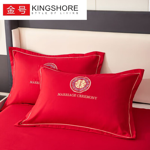 Cheng Baobao's new wedding pillow case one-on-one home double big red wedding pillow case dowry wedding pillowcase 48x74cm Yuncai Meimo [pillow case single package] 48cmX74cm