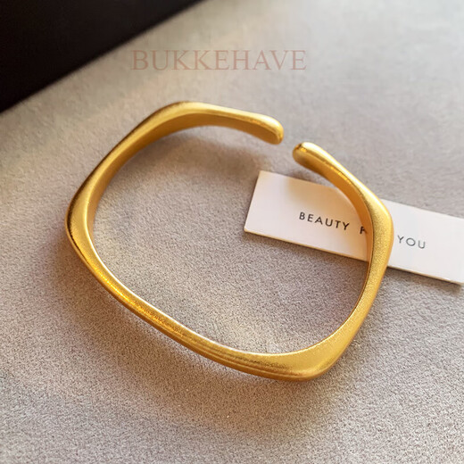 BUKKEHAVE gold-plated silver simple ancient bracelet bracelet light luxury niche exquisite open bracelet women's model 2025 new hand jewelry horseshoe bracelet 32 grams