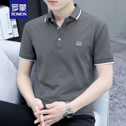 Romon 2025 Neues kurzärztes Geschäft für Casual Herren Slim Fit Trend Polo. Hemd Revers großer T-Shirt Top Sky5012 Grasgrün XL [124135jin [Jin ist gleich 0,5 kg]]]