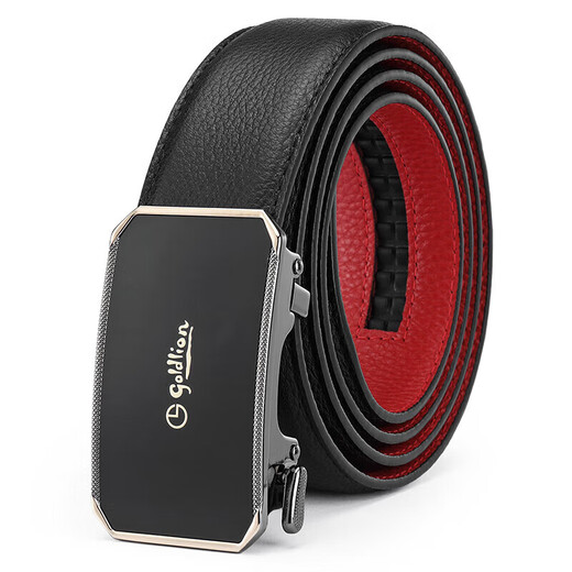 Goldlion belt men's first-layer cowhide automatic buckle Qiji red belt gift box animal year trouser belt New Year gift