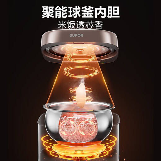苏泊尔（SUPOR）苏泊尔0涂层球釜电饭煲 0涂层4L不锈钢内胆2-6人电饭煲电饭锅 750W大火力家用微压多功能锅无涂层 4L 316L无涂层球釜内胆 SF40FC699