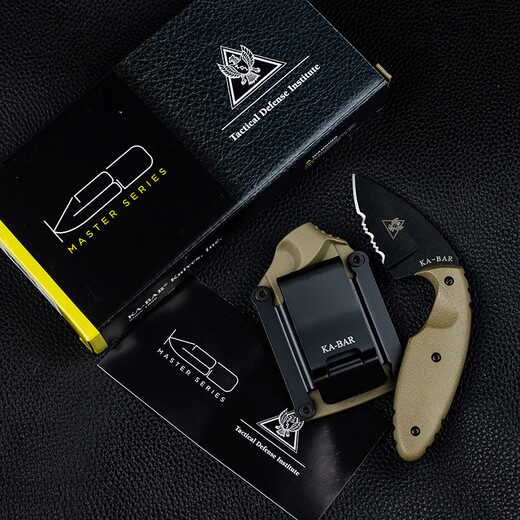 KA-BAR imported from the United States KA-BAR outdoor stainless steel portable tactical claw knife multi-functional camping small straight knife TDI 1477CB brown handle half-tooth combination blade