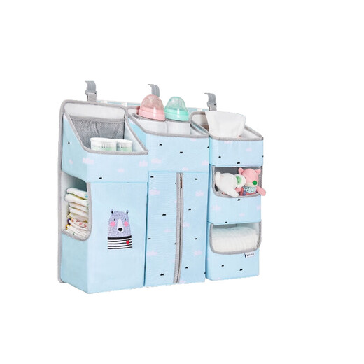 Mexueer crib Seitenaufbewahrungstasche Hängende Beutel Aufbewahrung Baby BB Windel Nicht-schwankes Wischpapierpapier Rack Hanging Bag Hanges Korb Himmelblau (abnehmbar)