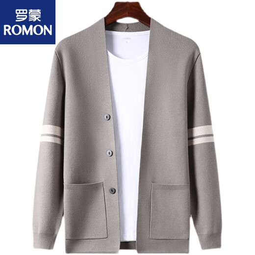 罗蒙（ROMON）早秋针织开衫男春季2025新款潮流青年毛线衣外穿毛衣男士休闲外套 黑色*好质量 S