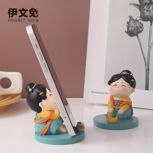 THE RABBIT IVEN Creative Chinese Style Mobile Phone Holder Office Small Ornaments Xi'an Souvenir Cultural and Creative Gift Teacher's Day Gift Practical Tang Lady Mobile Phone Holder-Berry Troubles