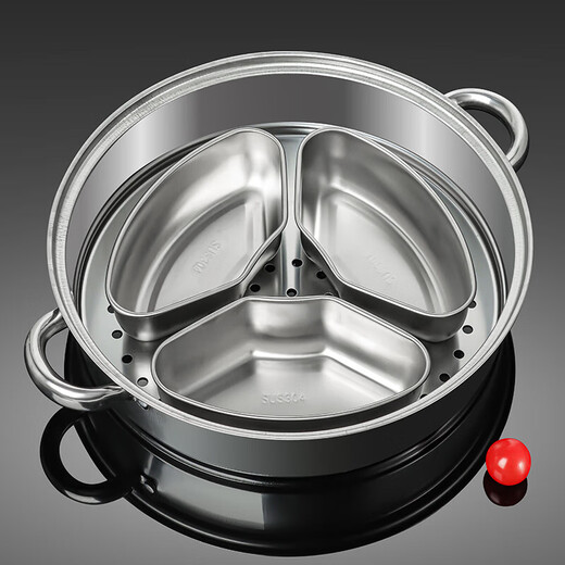 Baijie 304 stainless steel fan-shaped steaming box, steaming bowl, steaming tray, steamer basket, steaming vegetable bowl, thickened steam grid, food supplement, steamed rice artifact 3 pieces