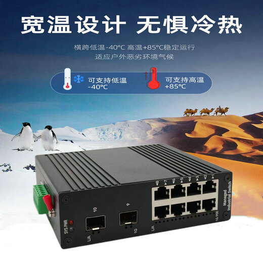 Hanyuan Hi-tech Industrial Grade ERPS Fiber Ring Network Switch Gigabit 2 Optical 4 Electrical 2 Optical 8 Electrical Layer 2 Ring Network Managed Industrial Ethernet Switch Wide Temperature Lightning Protection DIN Rail Installation Layer 2 Managed Gigabit 2 Optical 8 Electrical Industrial Grade Switch SFP Optical Port, does not include optical modules, including power supply