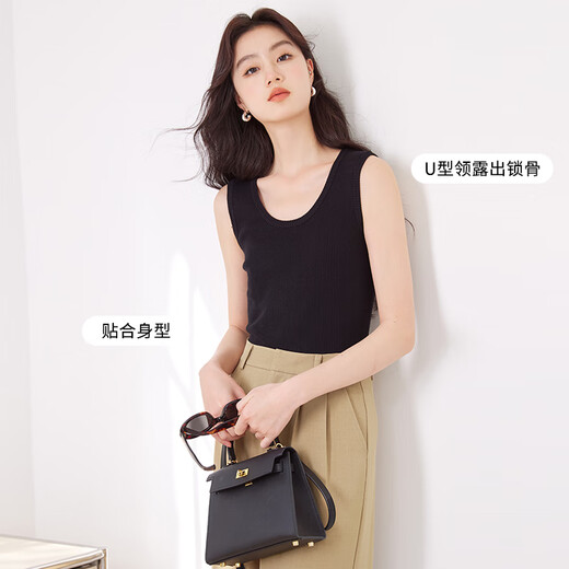 Xiangying gestrickte innere Weste für Frauen 2025 Frühling neuer ärmellose Hosenträger Schlanker breiter Schultergurt schlank