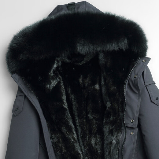 NLMN Winter Winter Wind Fur Integrated Mink Inner Inner Inner For Men's Casco Europeo y American Coat Europeo y American Gris L