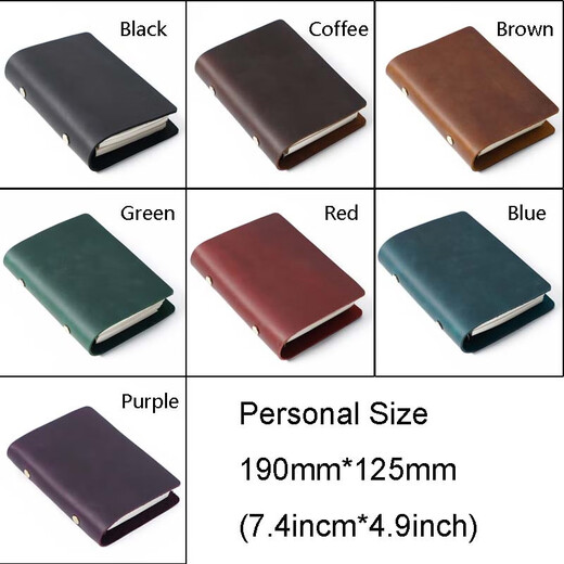 
AIGUONIU Retro leather notebook handmade top layer cowhide binder notepad business office manual Crazy horse leather gift customization [A6] Coffee/coffee standard 100 inner pages