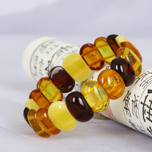 Famous Amber Family amber beeswax bracelet for men and women amber combination Duobao hand row natural amber birthday gift about 10mm