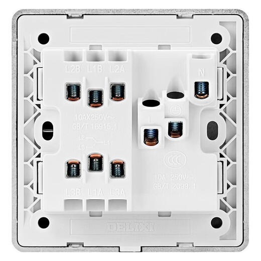 德力西（DELIXI）开关插座面板 CD821系列 10A五孔插座带二开双控开关 时尚白大板