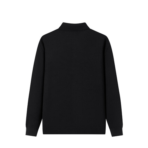 Navigare Italian small sailing men's lapel cardigan autumn and winter commuting pure wool cardigan solid color sweater jacket for men dark night black XL size