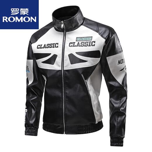ROMON (ROMON) 2025 NUEVO MOTOR MOTO MOTO MOTO MOTO MOTO MOTO MOTO MOTO MOTO MOTO MOTO MOTO MOTO CAQUESTA DE CUERO AUTOn y la chaqueta de cuero a prueba de viento de invierno Negro 688 m 90-125 Jin [Jin equivale a 0.5 kg]