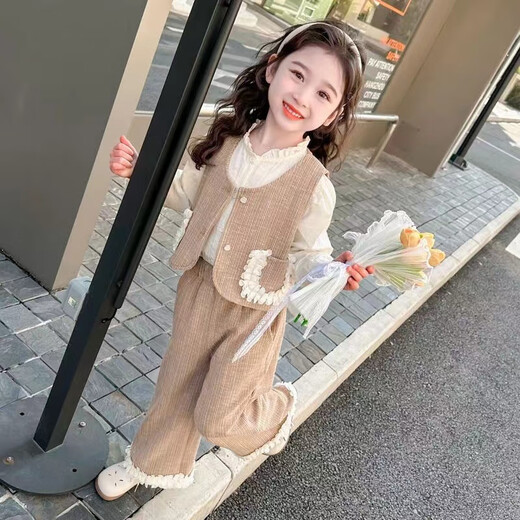 Disney Girls 25 Herbst neuer Anzug duftender Weste modische Kinder dreiköpfige Set Frühling und Herbst Baby Mode 6621 Pink [Drei-teiliger Set] 100 Empfohlene Höhe 85-95 cm