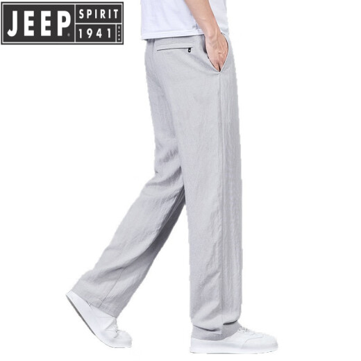 JEEP SPIRIT2025年夏季新品天丝裤休闲裤男宽松百搭港风潮牌裤子男 B691亚麻灰 M