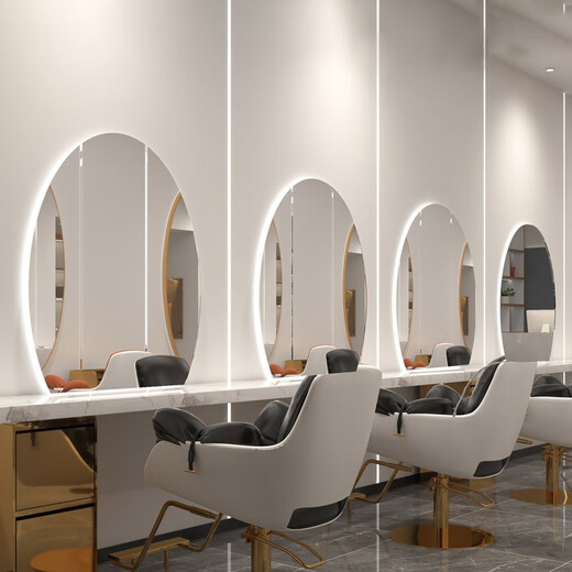 Internet celebrity hair salon dedicated wall-mounted semicircle with light for hair salon perming, dyeing and hair cutting mirror perfect circle haircut frameless 70*90 semicircle backlight official standard configuration
