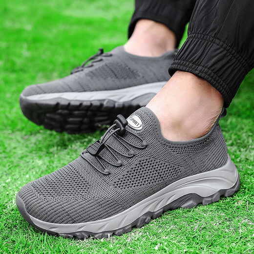 Zulijian Master Old Men's Summer Mesh Breathable Middle-aged and Elderly Dad Shoes Wide Fat Feet Large Size Sports and Casual Mom Walking Shoes Dark Gray 8891 42