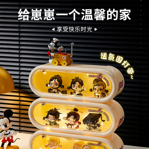 KAMAN blind box storage display rack wall-mounted Bubble Mart wall display box display box small figure dust-proof storage box milk white can be wall-mounted/comes with 1 light strip