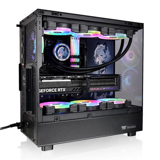 Thermaltake (Tt) Steel Shadow S Seaview Room Chassis Computer Host (ATX-Motherboard/unterstützt 360 Wasserkühlung/270 Panorama/9 Lüfterpositionen/4090 Grafikkarte) Thermaltake S Schwarz