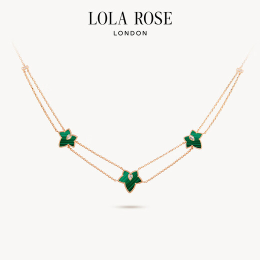 LOLA ROSE Rose Ivy Three-leaf Necklace Women's Clavicle Chain Women's Birthday Gift Holiday Gift for Girlfriend LR50068-Malachite