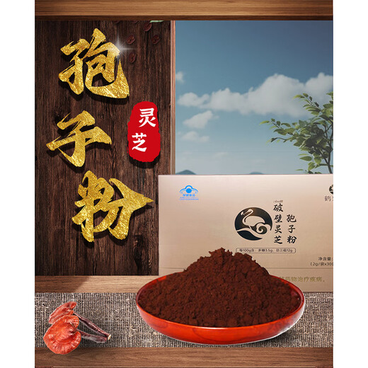 鹤兴茗正宗长白山木段破壁灵芝孢子粉提高免疫力礼盒装蓝帽认证 2g/袋5袋