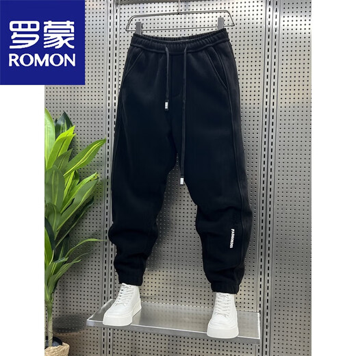 Romon (Romon) Frühlings- und Herbst- und Winter neu gestreifte lockere Lässigkeitshülsenhosen Herren-Cord-Buchstaben Harem Pants plus Fleece Sports Hosen Kaffeefarbe Frühling und Herbststil 3xl 150-170jin [Jin gleich 0,5 kg]