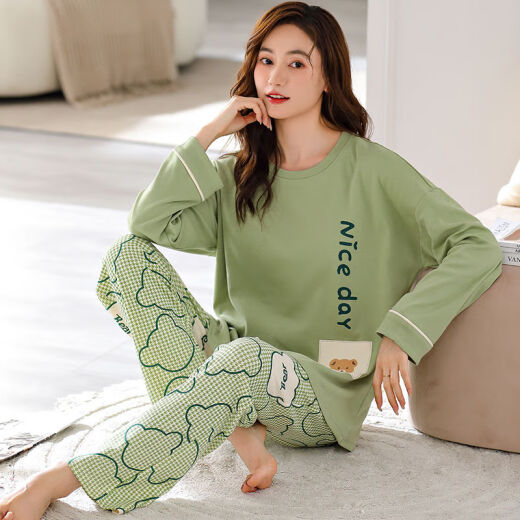 6xl pijama de manga larga hermana extra grande para mujeres en primavera y otoño más grasa plus talla 240jin [Jin equivale a 0.5 kg] traje suelto otoño e invierno KNC9926 XL [120-140Jin [Jin equivale a 0.5 kg]]]