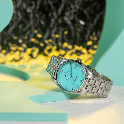 Plum Blossom (Titoni) Série de boulevins Air Série mécanique en acier mécanique Watch masculin [Give Boyfriend] 40 mm Band Glacier Green Disk 83908 S-691
