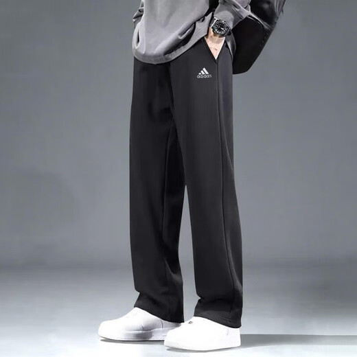 Adidas trousers men's trousers 2025 autumn and winter knitted velvet trousers and sweatpants running fitness loose casual sports pants IC9425/knitted straight/small label S