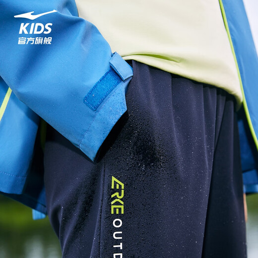 ERKE (ERKE) children's clothing, men's mid-sized children's sports pants, children's casual versatile trousers, blue and black 165
