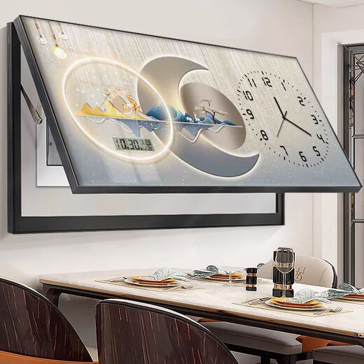 Aohan Perpetual Calendar Large Size Electric Meter Box Decorative Painting with Clocks and Wall Clocks Modern Light Luxury Cover Distribution Box Clocks and Hanging Paintings JD121.28 Perpetual Calendar + Watches 80*40 (Cover 70*30) Lifting cover/Support pole gold frame