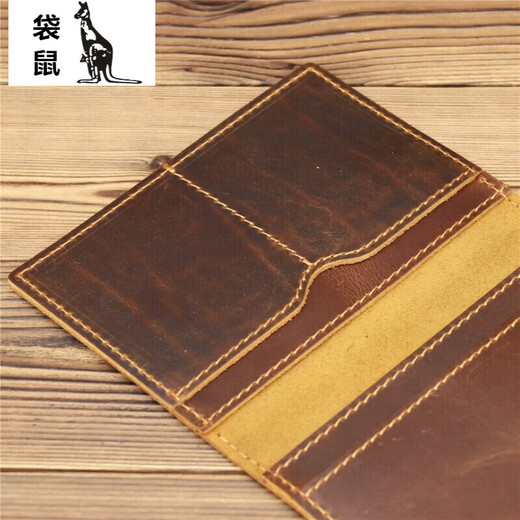 
Kangaroo leather Crazy horse leather men and women passport passport pass card bag card wallet travel business trip [520 gifts] blue