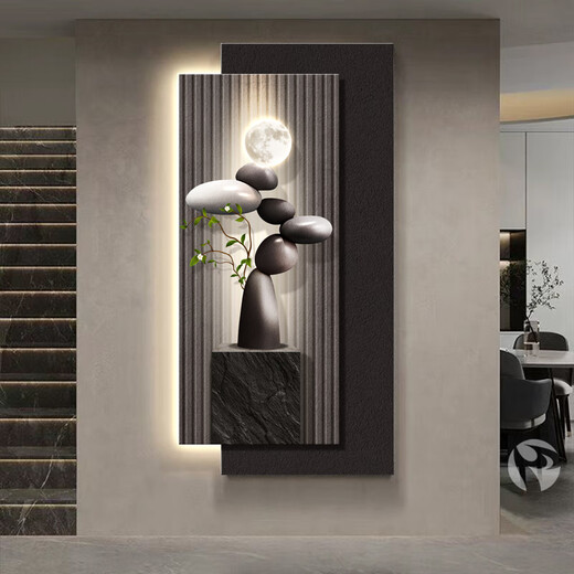 Mopai Stone läuft das Eingang dekoratives Gemälde moderne leichte Luxus bedeutet gute Korridor-Hängemalereien in die Tür LED Leuchtlampe Malmalereien Steinläufe D Modell 100*200cm80*200+80*167 Plug-in-Modellmodell