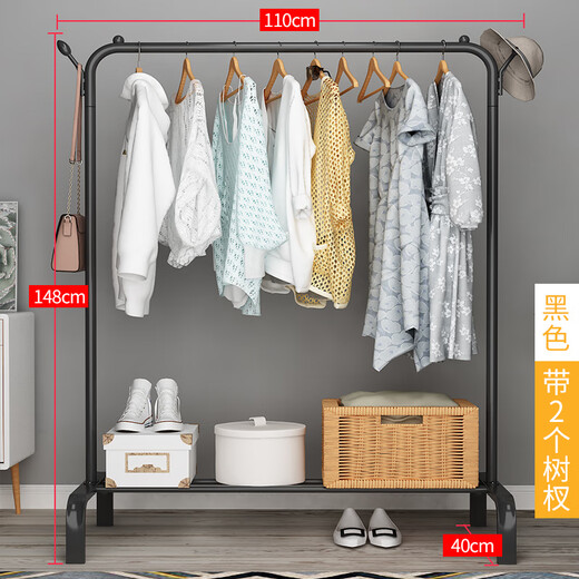 Nifeng simple coat rack floor-standing multi-functional home living room indoor clothes drying rack entry floor bedroom clothes rack basic model black 110cm wide-bilateral tree branches
