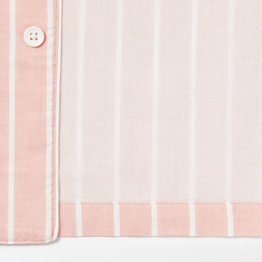 MUJI men's style, no side seams, double layer yarn, pajamas, men's home clothes, spring and autumn, FB0YDC4S, light orange stripes, M (top 170/92A, bottom 170/80A)