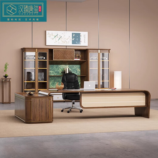 HONZONTX new Chinese style light luxury ash executive desk business office hotel B&B host boss desk filing cabinet furniture 2-meter desk