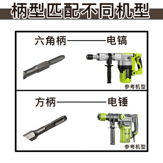 Meikejie widened square handle hexagonal flat chisel electric hammer chisel electric pick shovel wall slotting removal copper wire pickaxe flat shovel square handle length 400*width 40mm