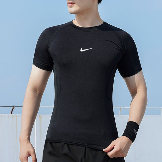耐克（NIKE）短袖T恤男2025夏季新款运动服快干休闲上衣健身服跑步训练紧身衣 黑色/DRI-FIT快干 L