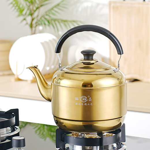 Jinjiang thickened stainless steel kettle commercial hot pot restaurant soup kettle gas induction cooker universal sound boiling water hot water tea kettle golden sound 6.8L